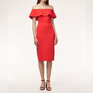Aritzia babaton Ruslan off the shoulder midi dress red size 4 -perfect condition